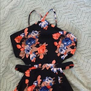Floral cutout floor length dress
